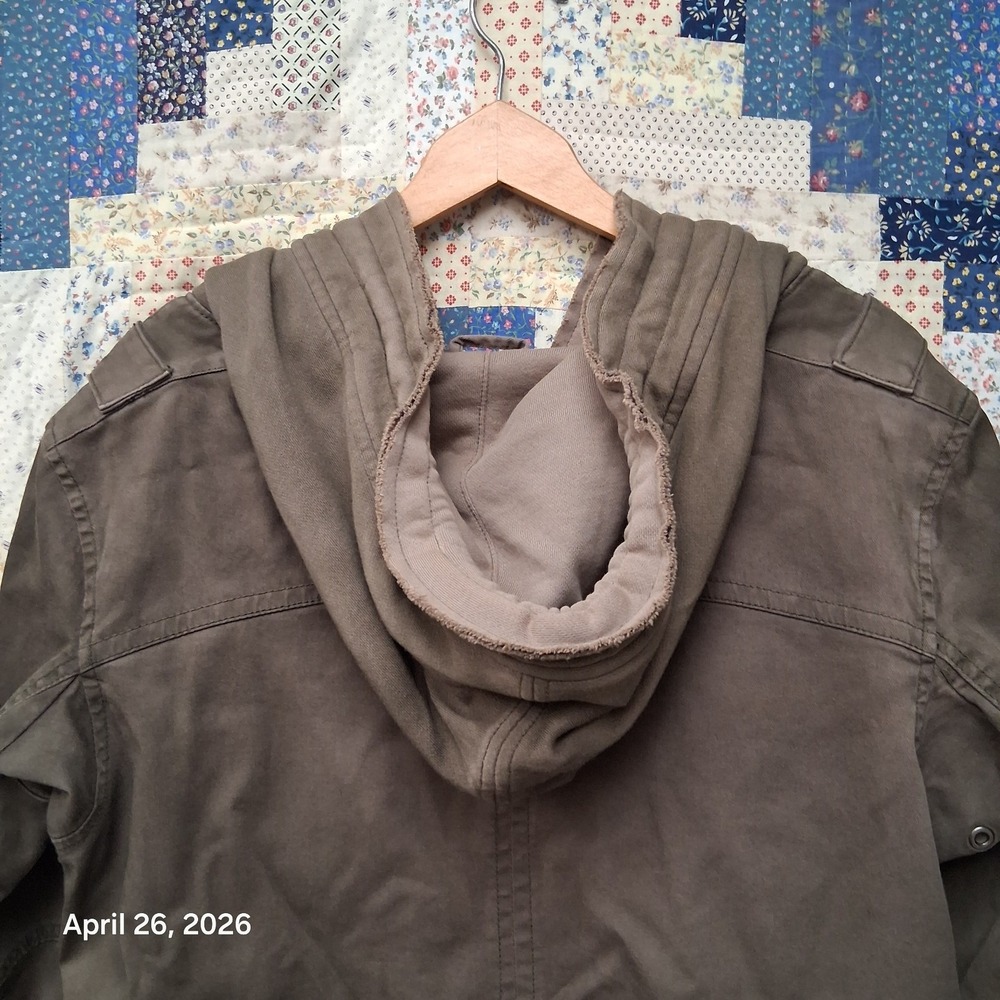 We The Free People Hooded Military Hooded Cargo Jacket Olive Green Boho Gorpcore - Picture 4 of 14
